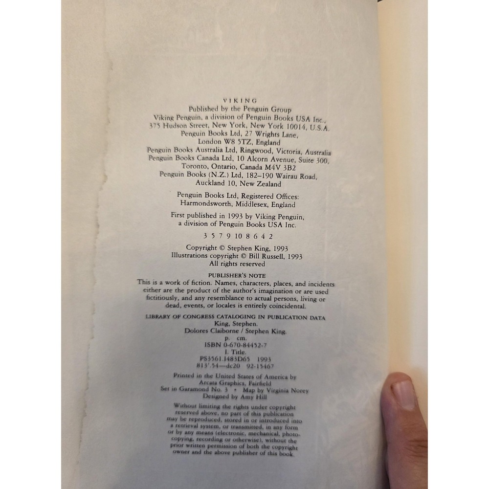 Vintage Dolores Claiborne Stephen King Viking HC DJ Black Horror Novel 1993 USA - Picture 2 of 8